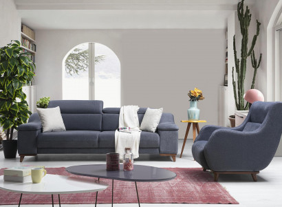 Living Room Complete 2 Piece Three-Seater Sofa Modern Armchair Textile New Furniture Couch